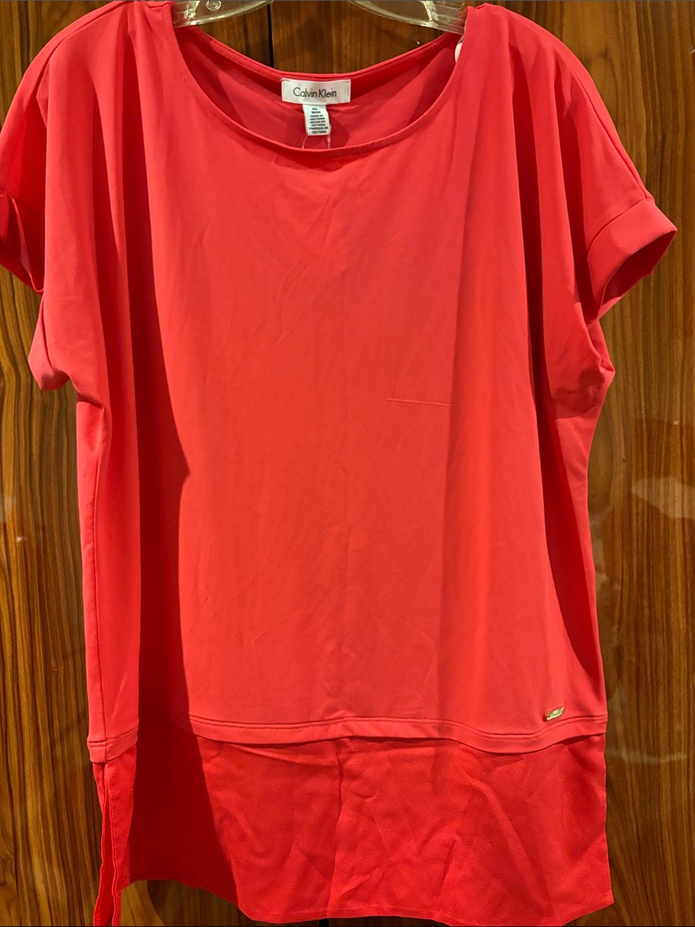 Calvin Klein Coral Short-Sleeve Tunic Top